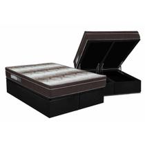 Cama Box Baú Queen: Colchão Ortopédico Ortobom Light + Base CRC Suede Black (158x198)