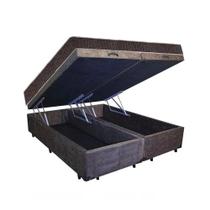 Cama Box Baú Queen Colchão Top Line Mola Bonnel + Box Bipartido Suede Marrom Santo Box 65x158x198 Cama Box Baú Queen Colchão Top Line Mola Bonnel + Box Bipartido Suede Marrom Santo Box 65x158x198