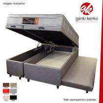 Cama Box Bau Queen Com Auxiliar Semi Ortopédica Suede - GENKI KENKO