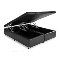 Cama Box Baú Queen Corino Preto Com Pistão A Gás - 158x198
