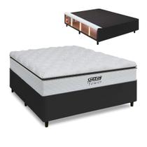 Cama Box Baú Queen Gazin Colchão Com Molas Ensacadas 158x198x78cm Tower Branco / Preto Cama Box Baú Queen Gazin Colchão Com Molas Ensacadas 158x198x78cm Tower Branco / Preto