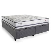 Cama Box Baú Queen Herval Leeds, 76x158x198 cm, Molas Maxspring, Cinza Cama Box Baú Queen Herval Leeds, 76x158x198 cm, Molas Maxspring, Cinza