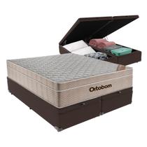 Cama Box Baú Queen Marrom Colchão Ortobom SpringPocket