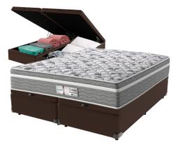 Cama Box Baú Queen Marrom Com Colchão Evolution Molas Da Probel
