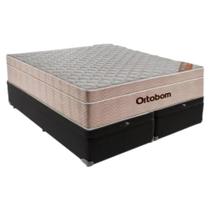 Cama Box Baú Queen material sintético Preto + Colchão De Molas Ensacadas Airtech - 158x198x64