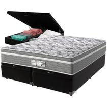 Cama Box Baú Queen Preto Com Colchão Evolution De Molas Da Probel