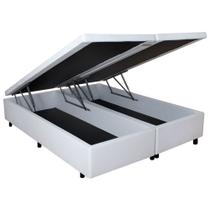 Cama Box Baú Queen Resistente Branco 158x198x40cm com Pistão a gás