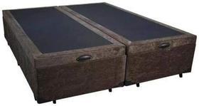 Cama Box Baú Queen Size Bipartido Blindado Suede Marrom com pistões a gás