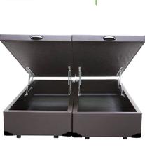 Cama Box Baú Queen Size Bipartido Sintético Marrom com Pistões a gás Real Comfort Estofados