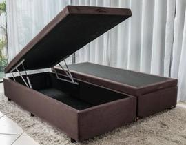 Cama Box Baú Queen Size Bipartido Suede marrom