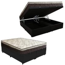 Cama Box Baú Queen Suede Bipartido + Colchão Elegance Ortopédico Espuma D33 Extra Firme 158x198x63 - LUFLEX