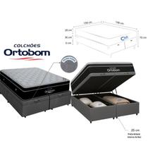 Cama Box Baú Queen Suede Blindada Colchão Ortobom Elegant Superpocket 158x198 Luxo, Conforto e Qualidade
