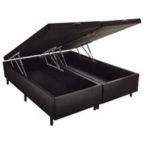 Cama Box Baú Queen Suede Preto 158x198x44cm