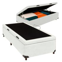 Cama Box Bau Solteirão Blindado Nature Branco 96x203