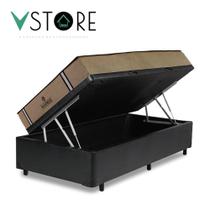 Cama Box Baú Solteirão Bravus + Colchão Madrid D33 Molas Ensacadas 96x203x66cm Várias Cores - Vstore Cama Box Baú Solteirão Bravus + Colchão Madrid D33 Molas Ensacadas 96x203x66cm Várias Cores - Vstore