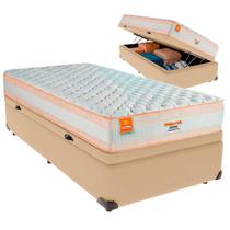 Cama Box Baú Solteirão e Colchão Denver Molas Ensacadas Inducol Ocre