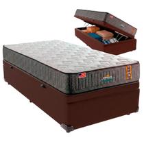 Cama Box Baú Solteirão e Colchão Embrace Molas Ensacadas King Coil Marrom Cama Box Baú Solteirão e Colchão Embrace Molas Ensacadas King Coil Marrom