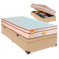 Cama Box Baú Solteirão e Colchão Pequim Molas Ultralastic Inducol Bege Cama Box Baú Solteirão e Colchão Pequim Molas Ultralastic Inducol Bege