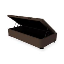 Cama Box Baú Solteirão King Blindado Sintético Marrom 203X96X44 Cm Cama Box Baú Solteirão King Blindado Sintético Marrom 203X96X44 Cm