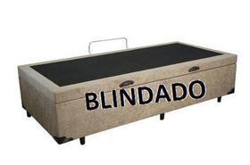 Cama Box Baú Solteirão King Blindado Suede Bege (42x96x203)