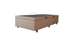 Cama Box Baú Solteirao King Linhão Bege com 203x96x44cm