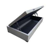 Cama Box Baú Solteirão King Linhão Cinza Com Pistão A Gás, Estrutura Reforçada, Imperium do Sono