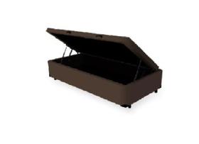 Cama Box Baú Solteirão King Linhão Marrom Com Pistão A Gás, Estrutura Reforçada, Imperium do Sono