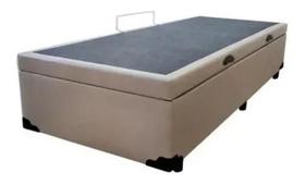 Cama Box Baú Solteirao King Sintético Bege com 203x96x42cm