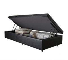 Cama Box Bau Solteirao Sintetico Preto 96x203x35 - Blindado