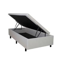 Cama Box Baú Solteirinho 78x188x42cm Areia com Pistão a Gás