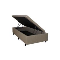 Cama Box Baú Solteirinho 78x188x42cm Bege com Pistão a Gás Cama Box Baú Solteirinho 78x188x42cm Bege com Pistão a Gás