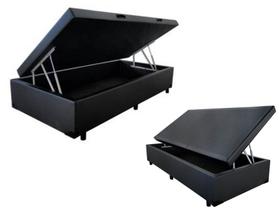 Cama Box Baú Solteiro 0,88 x 1,88 X 0,40 Premium Tecido Sintético Preto