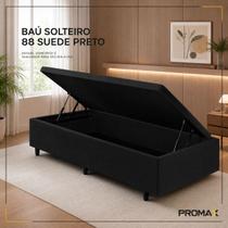 Cama box bau solteiro - 188 x 88 - suede preto - pistão a gás Cama box bau solteiro - 188 x 88 - suede preto - pistão a gás