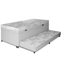Cama Box Baú Solteiro 4 em 1 Conjugado Espuma D33 Auxiliar Bicama 88x188x52cm Vstore