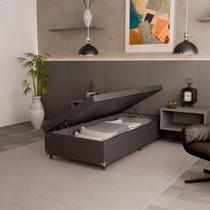 Cama Box Baú Solteiro - 44x88x188cm - Couro Preto