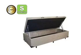 Cama Box Baú Solteiro 88 Bello Box - Suede Bege Cama Box Baú Solteiro 88 Bello Box - Suede Bege