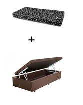 Cama Box Baú Solteiro 88 - Bello Box Tecido Sintético Marrom com Colchão Solteiro 88 New York Preto D28 - 100% Espuma - 14x88x188 Cama Box Baú Solteiro 88 - Bello Box Tecido Sintético Marrom com Colchão Solteiro 88 New York Preto D28 - 100% Espuma - 14x88x188