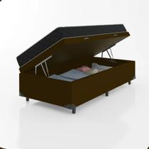 Cama Box Baú Solteiro 88 Sintético Marrom com Colchão de Espuma D20 - Tampo Preto 12cm Cama Box Baú Solteiro 88 Sintético Marrom com Colchão de Espuma D20 - Tampo Preto 12cm