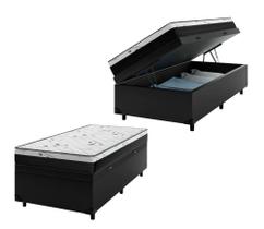 Cama Box Baú Solteiro 88 Sintético Preto com Colchão Espuma D33 One Face - Bello Box - 58X88X188 Cama Box Baú Solteiro 88 Sintético Preto com Colchão Espuma D33 One Face - Bello Box - 58X88X188
