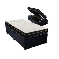Cama Box Baú Solteiro 88 Tecido Preto Com Colchão Paris De Molas Preto 66x88x188 Cama Box Baú Solteiro 88 Tecido Preto Com Colchão Paris De Molas Preto 66x88x188