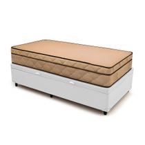 Cama Box Baú Solteiro 88 Tecido Sintético Branco Com Colchão Polônia Bello Box - D28 66x88x188 Cama Box Baú Solteiro 88 Tecido Sintético Branco Com Colchão Polônia Bello Box - D28 66x88x188