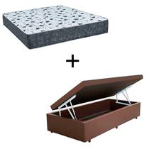 Cama Box Baú Solteiro 88 Tecido Sintético Marrom Com Colchão Alegro Bello Box Espuma D28 Cinza 58x88x188 Cama Box Baú Solteiro 88 Tecido Sintético Marrom Com Colchão Alegro Bello Box Espuma D28 Cinza 58x88x188