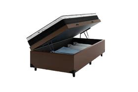 Cama Box Baú Solteiro 88 Tecido Sintético Marrom com Colchão Espuma D33 One Face Preto - Bello Box Cama Box Baú Solteiro 88 Tecido Sintético Marrom com Colchão Espuma D33 One Face Preto - Bello Box
