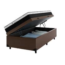 Cama Box Baú Solteiro 88 Tecido Sintético Marrom com Colchão Espuma D33 One Face Preto - Bello Box