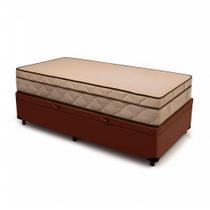 Cama Box Baú Solteiro 88 Tecido Sintético Marrom Com Colchão Polônia Bello Box - D28 66x88x188 Cama Box Baú Solteiro 88 Tecido Sintético Marrom Com Colchão Polônia Bello Box - D28 66x88x188