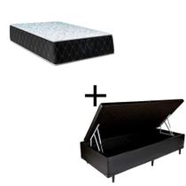 Cama Box Baú Solteiro 88 Tecido Sintético Preto Com Colchão Marrocos - Poliéster - Espuma D33 30cm Cama Box Baú Solteiro 88 Tecido Sintético Preto Com Colchão Marrocos - Poliéster - Espuma D33 30cm