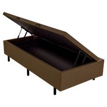 Cama Box Baú Solteiro 88x188x42 Premium Sintético Marrom