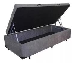 Cama Box Baú Solteiro 88x188x42 Suede Cinza