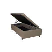 Cama Box Baú Solteiro 88x188x42cm Bege com Pistão a Gás