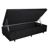 Cama Box Baú Solteiro AColchões Suede Preto 41x88x188 Cama Box Baú Solteiro AColchões Suede Preto 41x88x188
